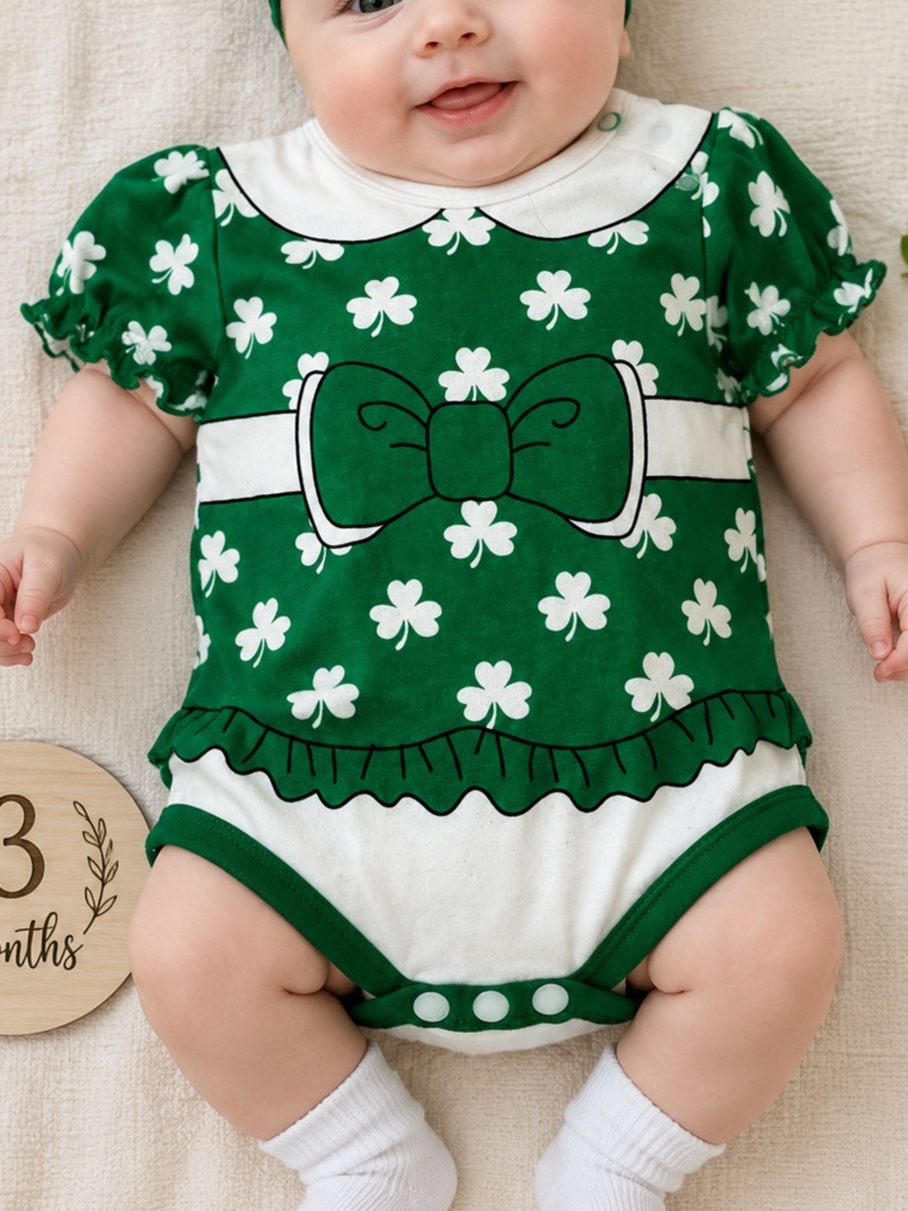 NWT Traditional Craftwear St. Patrick’s Day Shamrock Baby Bodysuit 0–3M